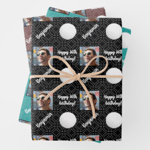 Personalized Name Photo Age Sport Golf Birthday Wrapping Paper Sheet
