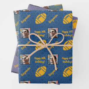 Personalized Name Photo Age Sport Rugby Birthday Wrapping Paper Sheet