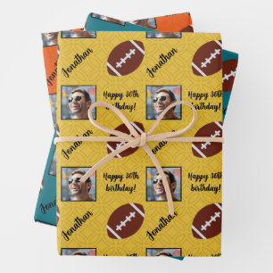 Personalized Name Photo Sport Football Birthday Wrapping Paper Sheet