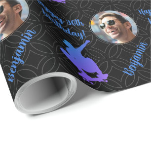 Personalized Name Photo Sport Skateboard Birthday Wrapping Paper