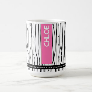 Personalized Name Pink & Black Modern    Coffee Mug