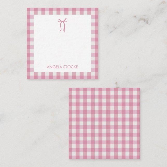 Personalized Name Pink Bow Card (Front/Back)