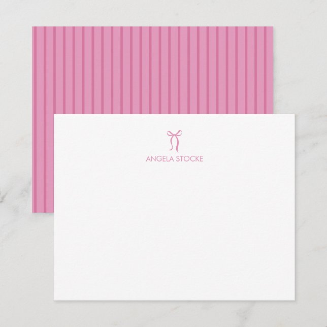 Personalized Name Pink Bow Card (Front/Back)