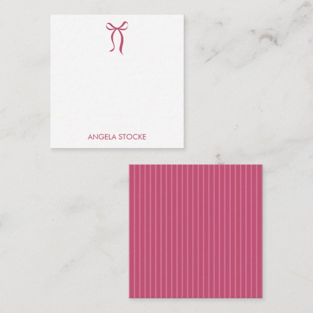 Personalized Name Pink Bow Card (Front/Back)