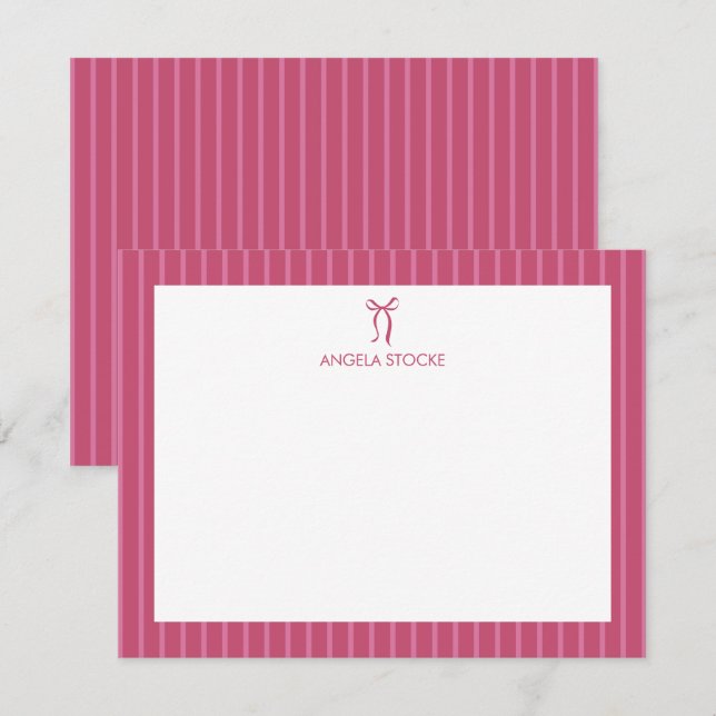 Personalized Name Pink Bow Card (Front/Back)