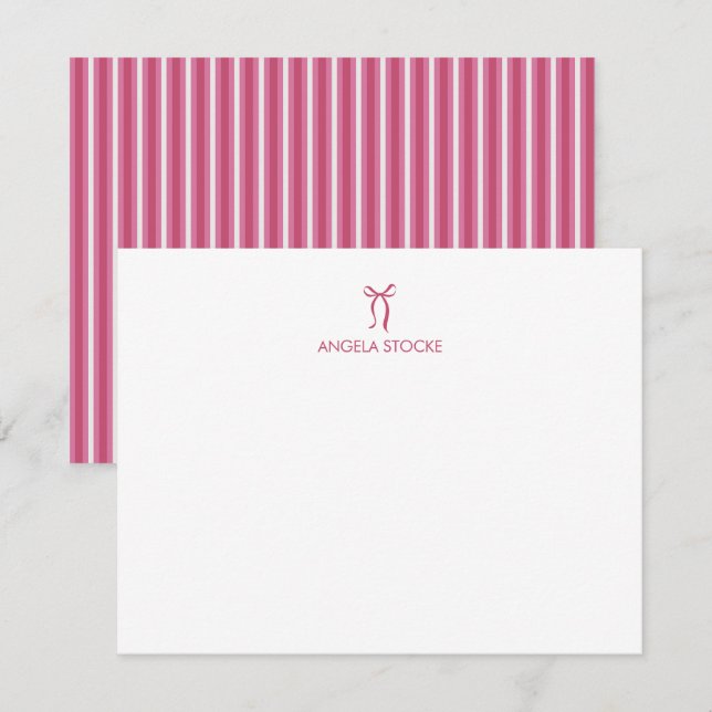 Personalized Name Pink Bow Card (Front/Back)