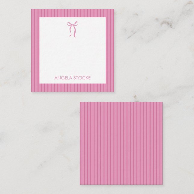 Personalized Name Pink Bow Card (Front/Back)