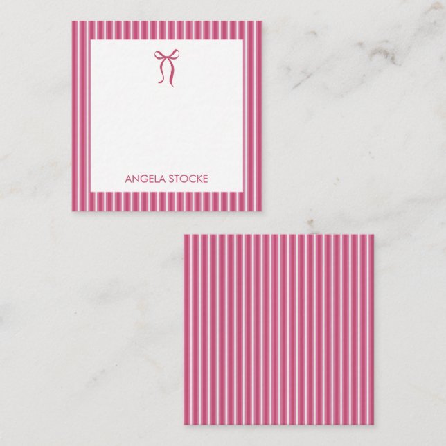 Personalized Name Pink Bow Card (Front/Back)