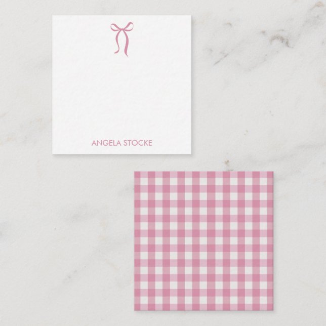 Personalized Name Pink Bow Card (Front/Back)