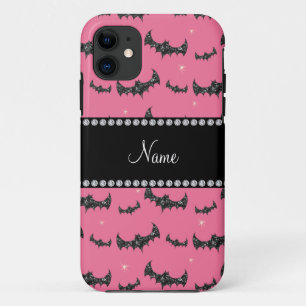 Personalized name pink glitter bats iPhone 11 case