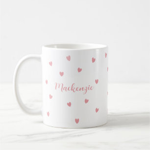 Personalized Name Pink Hearts Loved One Keepsake Coffee Mug
