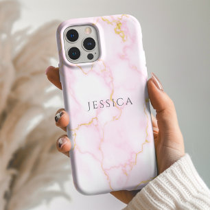 Personalized Name Pink Marble Phone  iPhone 16 Case