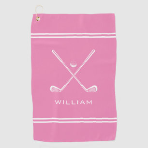 Personalized Name Pink Stripes Stylish Golf Towel