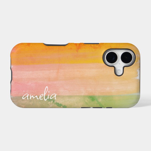 Personalized Name Pink Yellow Texture Modern  (Back (Horizontal))