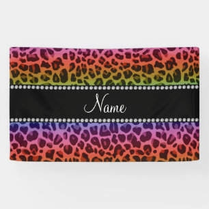 Personalized name rainbow leopard pattern banner