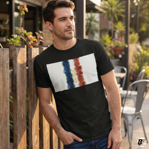 Personalized Name Red & Blue Watercolor Stripe Cus T-Shirt