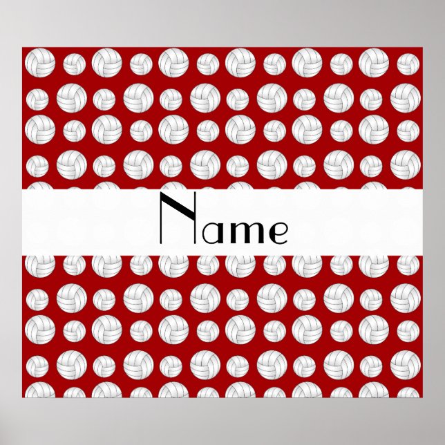 Personalized name red volleyball balls poster (Front)