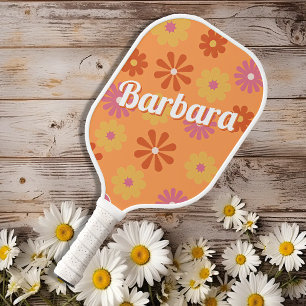 Personalized Name Retro Flower Power Pickleball Paddle