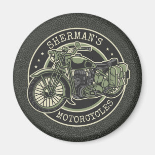 Personalized NAME Retro Military Motorcycle Biker Magnet