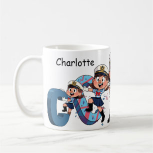 Personalized  Name Sailor Cartoon Character * C * Coffee Mug