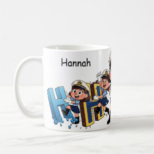 Personalized Name Sailor Cartoon Character * H * Coffee Mug