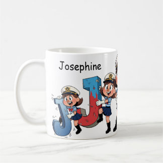 Personalized  Name Sailor Cartoon Character * J * Coffee Mug