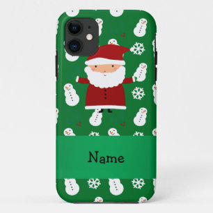 Personalized name santa green snowman iPhone 11 case