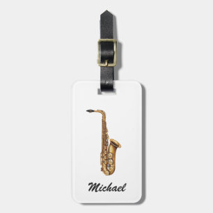 Personalized Name Saxophone Player – Music Lover Luggage Tag