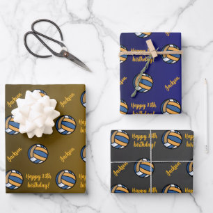 Personalized Name Sentiment Sport Theme Volleyball Wrapping Paper Sheet
