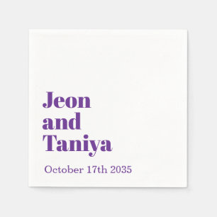 Personalized Name Simple Modern MInimal Wedding  Napkin