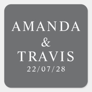 Personalized Name Simple Modern Minimal Wedding   Square Sticker