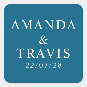 Personalized Name Simple Modern Minimal Wedding   Square Sticker