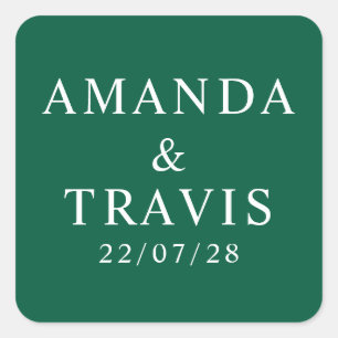 Personalized Name Simple Modern Minimal Wedding   Square Sticker