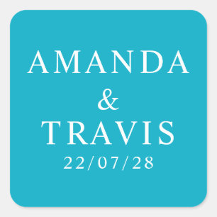 Personalized Name Simple Modern Minimal Wedding   Square Sticker