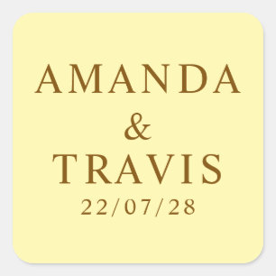 Personalized Name Simple Modern Minimal Wedding   Square Sticker