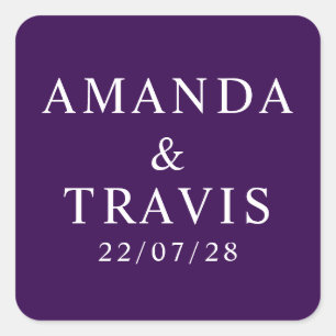 Personalized Name Simple Modern Minimal Wedding   Square Sticker