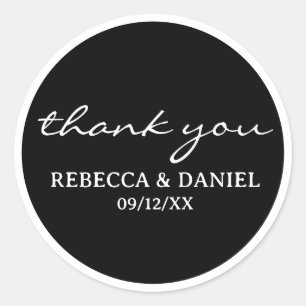 PERSONALIZED NAME SIMPLE STYLISH MODERN THANK YOU CLASSIC ROUND STICKER