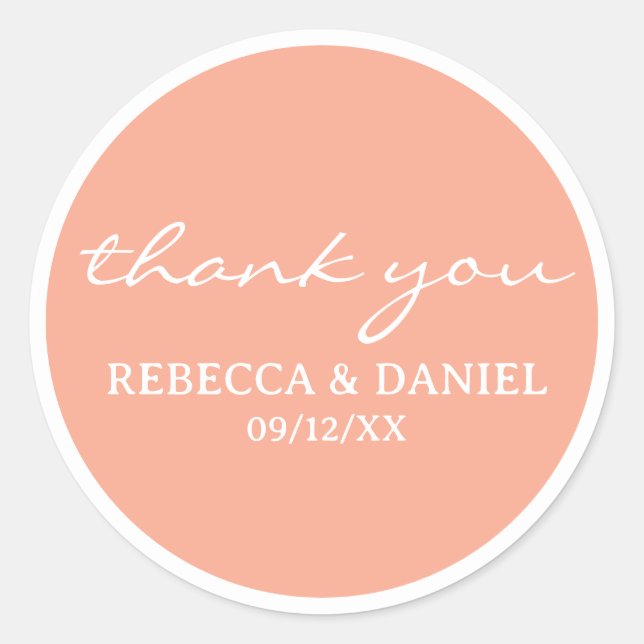 PERSONALIZED NAME SIMPLE STYLISH MODERN THANK YOU CLASSIC ROUND STICKER (Front)
