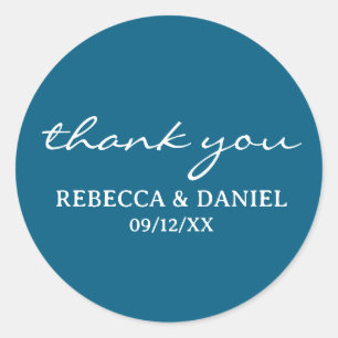 PERSONALIZED NAME SIMPLE STYLISH MODERN THANK YOU CLASSIC ROUND STICKER