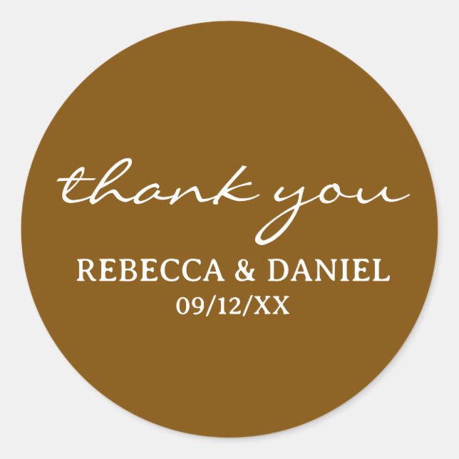 PERSONALIZED NAME SIMPLE STYLISH MODERN THANK YOU CLASSIC ROUND STICKER (Front)
