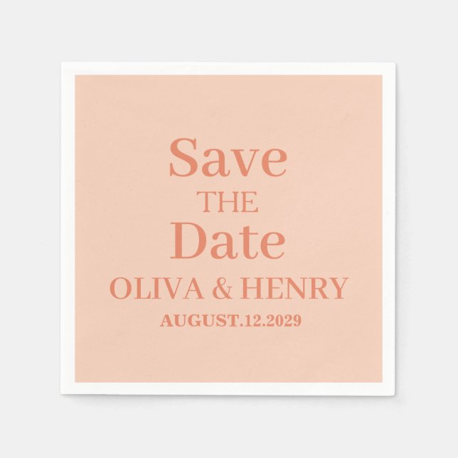 PERSONALIZED NAME SIMPLE STYLISH SAVE THE DATE NAPKIN (Front)