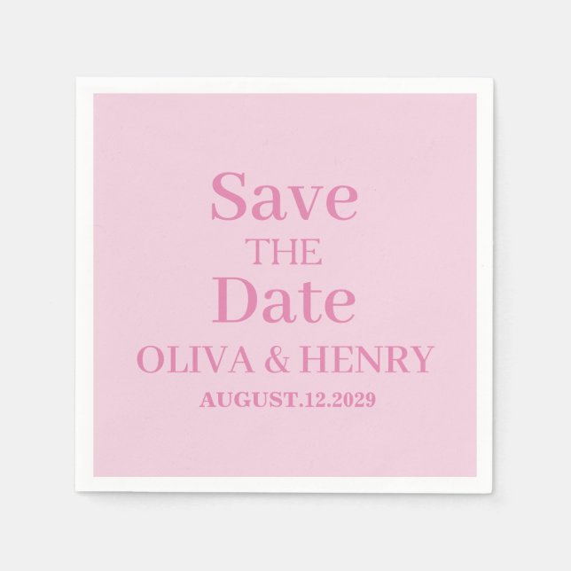 PERSONALIZED NAME SIMPLE STYLISH SAVE THE DATE NAPKIN (Front)