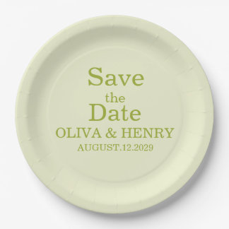 PERSONALIZED NAME SIMPLE STYLISH SAVE THE DATE PAPER PLATE