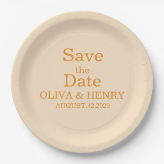 PERSONALIZED NAME SIMPLE STYLISH SAVE THE DATE PAPER PLATE