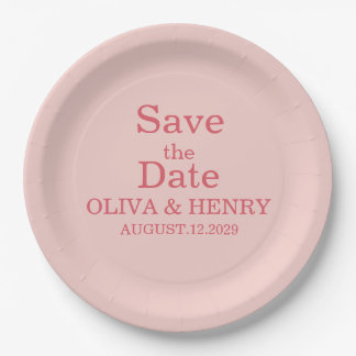 PERSONALIZED NAME SIMPLE STYLISH SAVE THE DATE PAPER PLATE