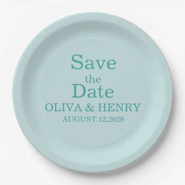 PERSONALIZED NAME SIMPLE STYLISH SAVE THE DATE PAPER PLATE (Front)