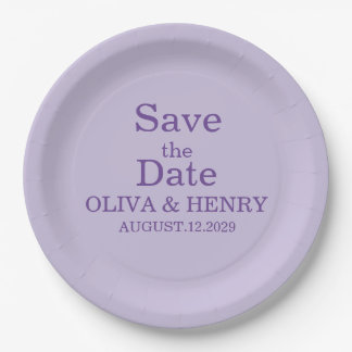 PERSONALIZED NAME SIMPLE STYLISH SAVE THE DATE PAPER PLATE