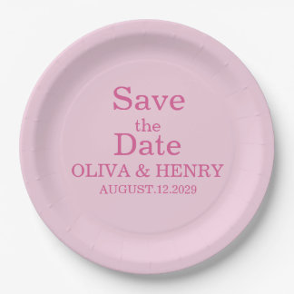 PERSONALIZED NAME SIMPLE STYLISH SAVE THE DATE PAPER PLATE