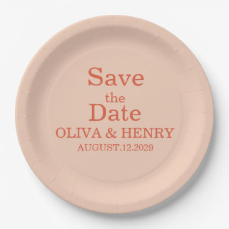 PERSONALIZED NAME SIMPLE STYLISH SAVE THE DATE PAPER PLATE