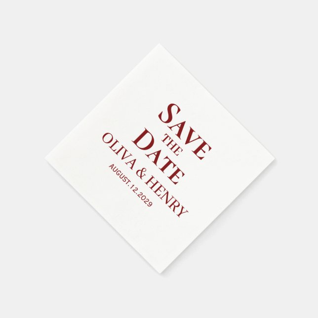 PERSONALIZED NAME SIMPLE STYLISH SAVE THE DATES NAPKIN (Corner)
